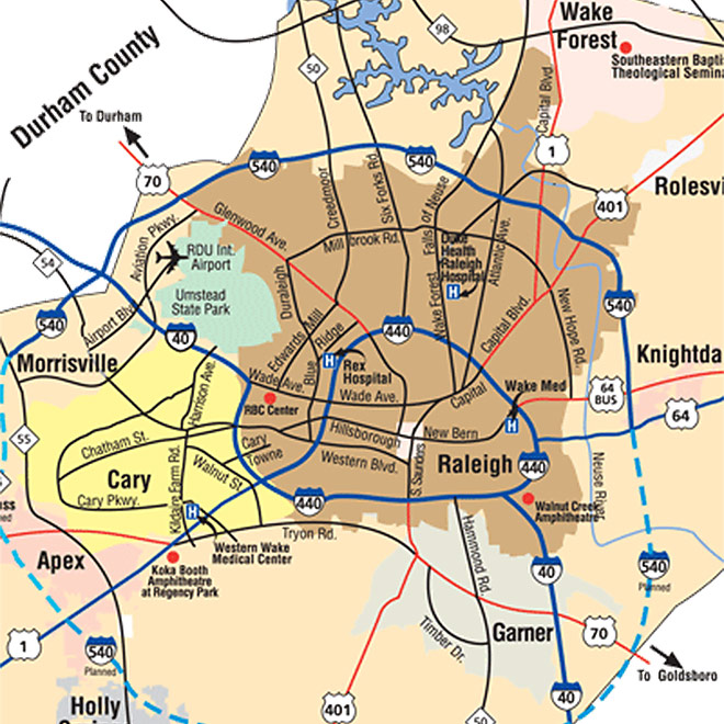 Greater Raleigh map