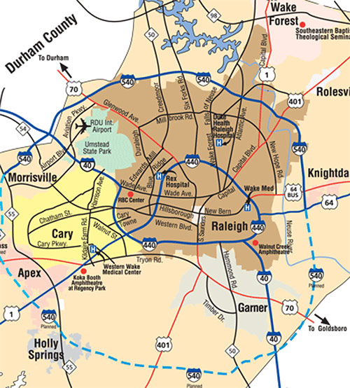 Greater Raleigh map illustration