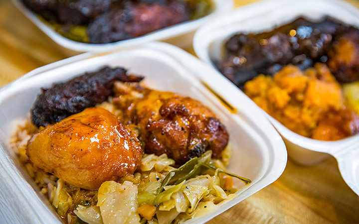 Lees Kitchen Global Eats - food in take-out containers