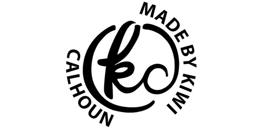 Kiwi Calhoun Logo - Black sans-serif type around a circle with Kiwis initials inside in script type