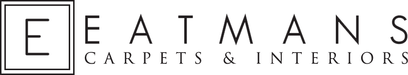 Eatman's Carpets & Interiors Logo - Black serif type over serif type with E icon to left