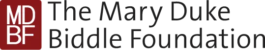 Mary Duke Biddle Foundation Logo - Black sans-serif type with maroon square with white type inside to left