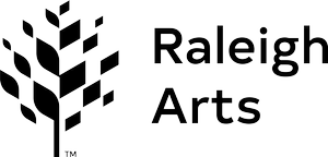 Raleigh Arts Logo - Black sans-serif type with tree icon to left