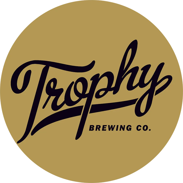 Trophy Brewing Logo - Gold circle with black script type inside